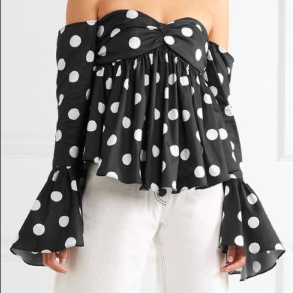 XS off the shoulder polka caroline constas shirt
